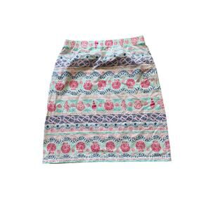 TALBOTS cotton stretchy skirt, size Small; Sea Shell Multicolor Print